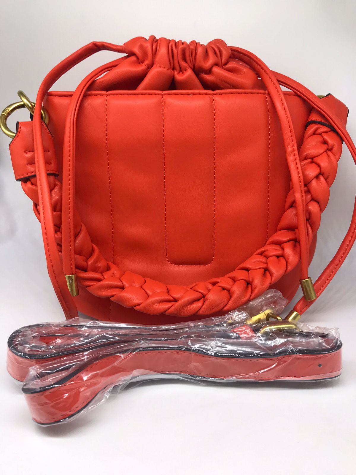 Bolsa Sacolinha Laranja com Alça Trançada