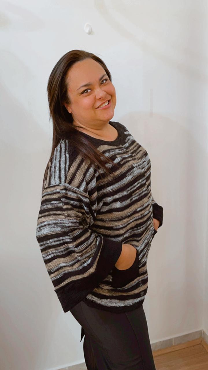 2008 Blusa Tricot Manga Larga