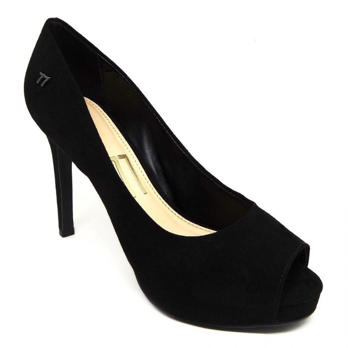 Peep Toe meia pata preto salto fino