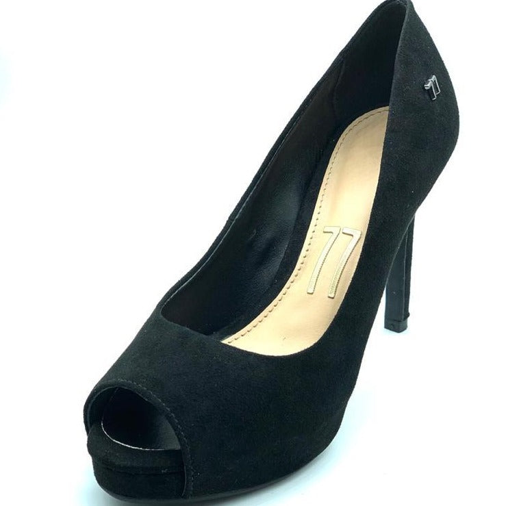 Peep Toe meia pata preto salto fino