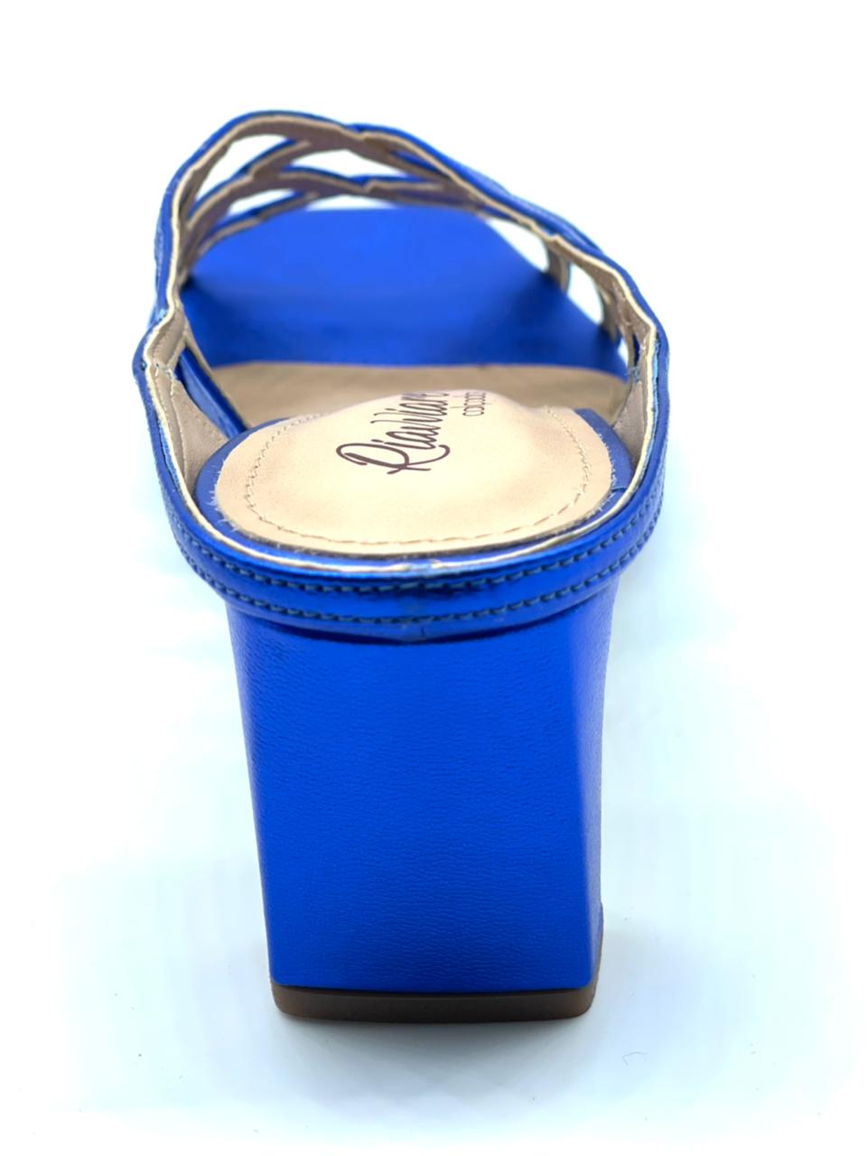 Tamanco metalizado azul