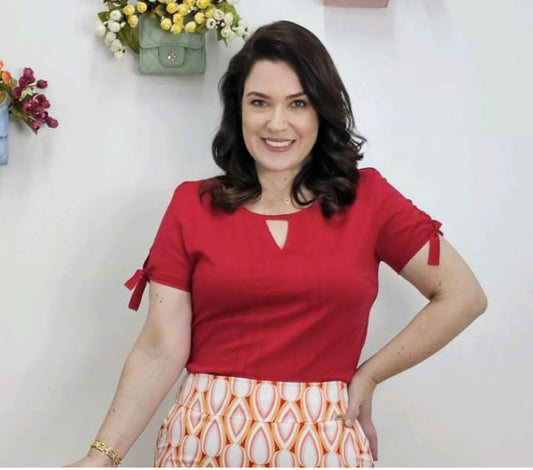 Blusa em Viscolinho com nervuras Vermelho