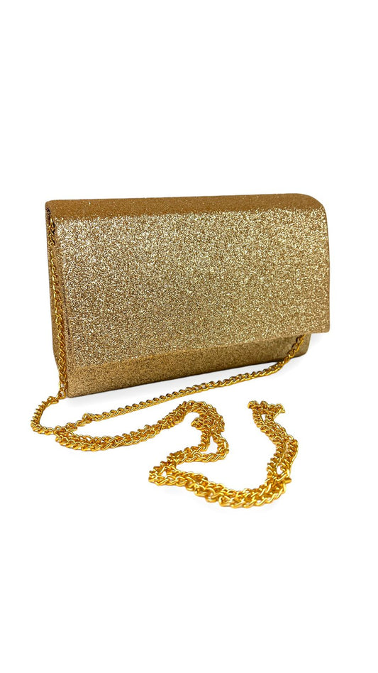 Bolsa Dourada com corrente cluth