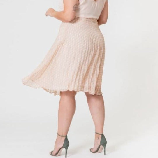 P220 SAIA MIDI PLUS SIZE PLISSADA NATURAL