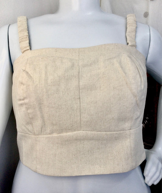 Top Cropped Linho Natural