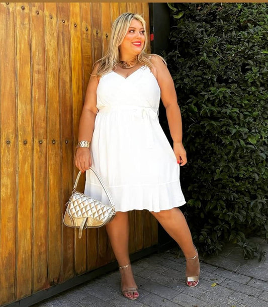 9901 Vestido Crepe Branco