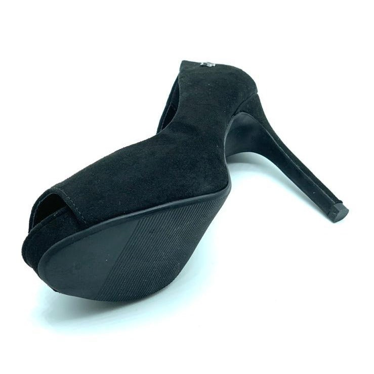 Peep Toe meia pata preto salto fino