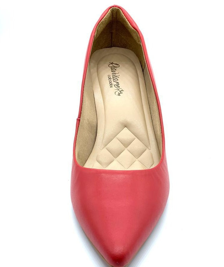 Scarpin vermelho em napa comfort premium salto bloco