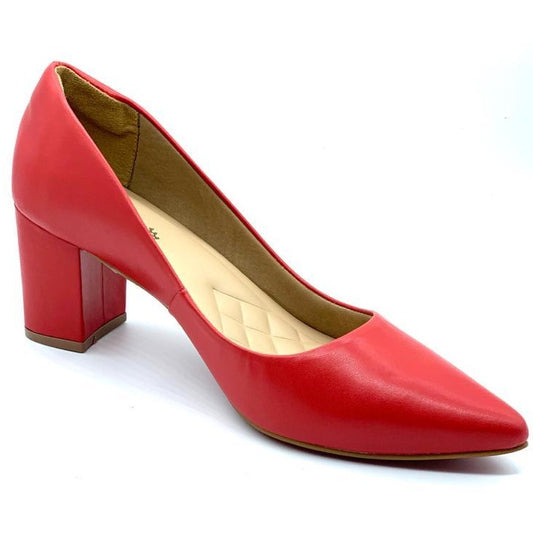 Scarpin vermelho em napa comfort premium salto bloco