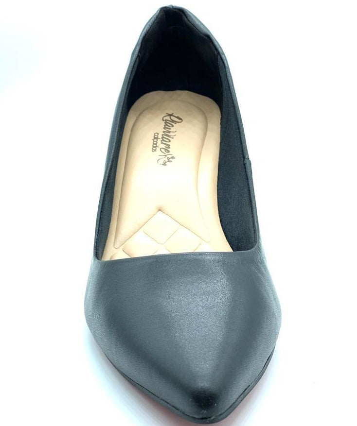 Scarpin preto couro comfort premium salto bloco