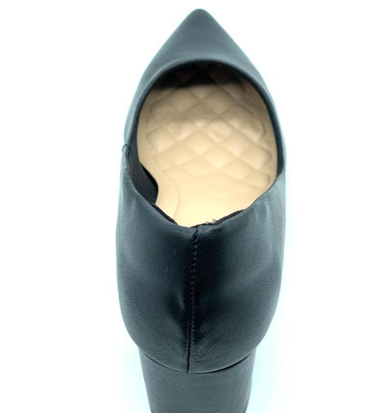 Scarpin preto couro comfort premium salto bloco