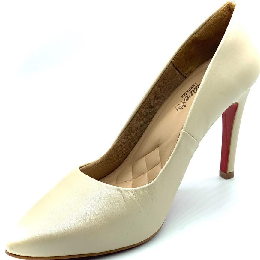 Scarpin pérola couro comfort premium salto fino