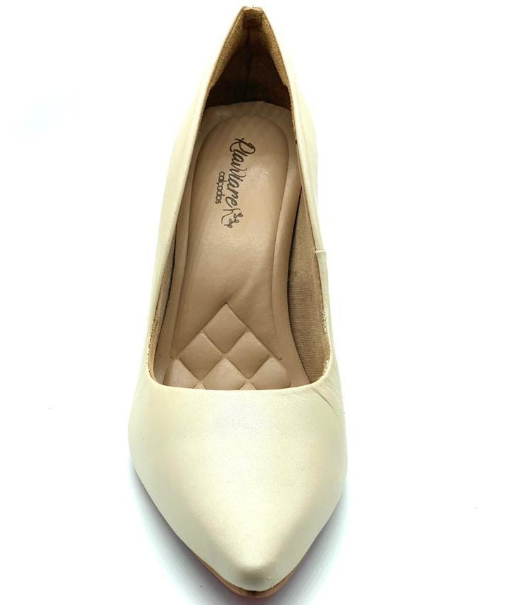 Scarpin pérola couro comfort premium salto fino