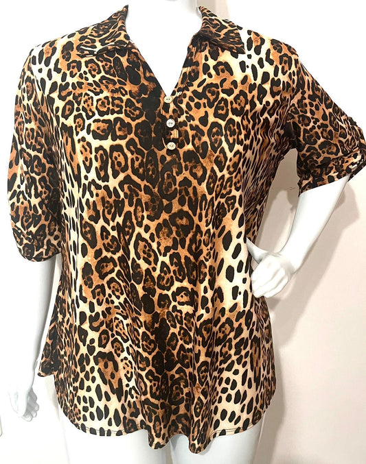 Camisa gola animal print