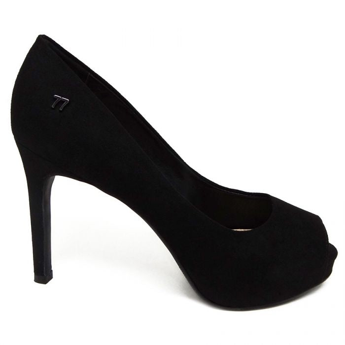 Peep Toe meia pata preto salto fino