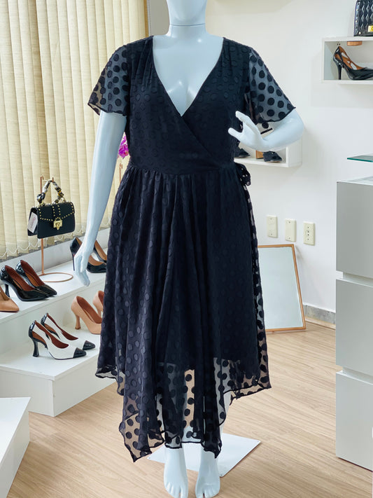 Vestido Midi Devorê com Poá