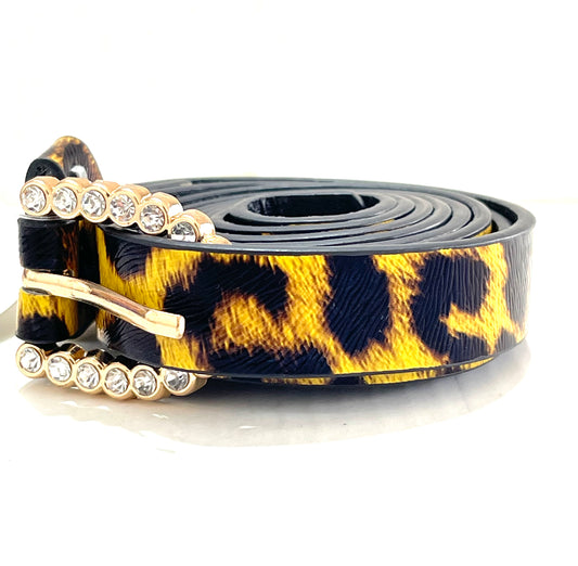 Cinto Animal Print amarelo 107cm