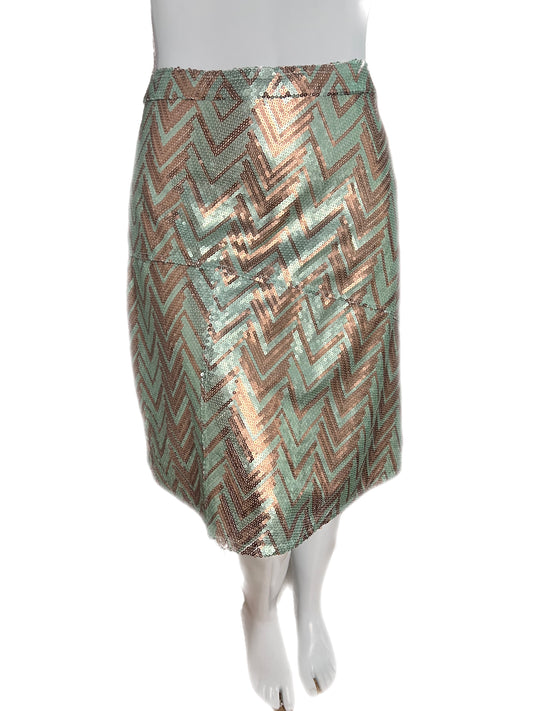 Saia Plus Size Paetê Nude e Azul Tiffany