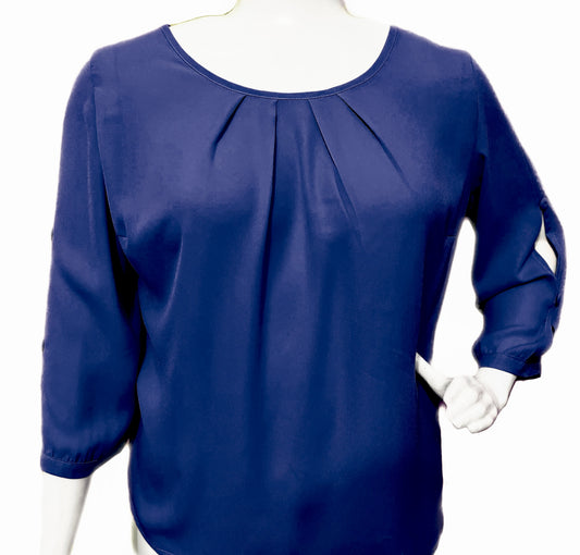 5437 Blusa Crepe Mousse Azul