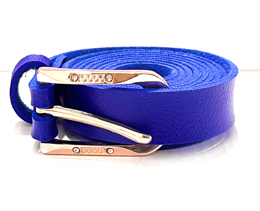 Cinto de Couro Sintético Azul royal 150cm