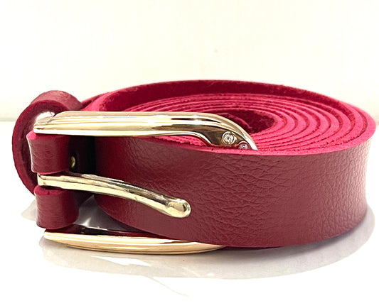 Cinto de Couro Sintético Vermelho 140cm
