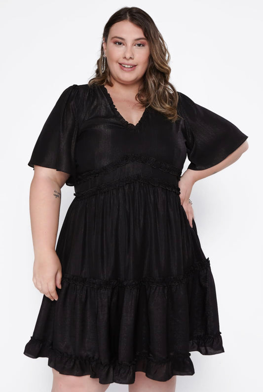 Vestido curto com fio cintilante